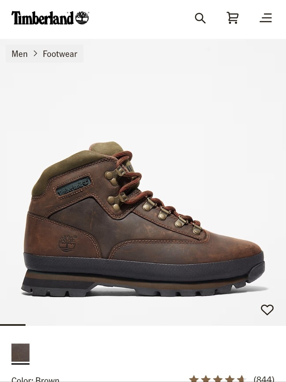 Timberland Brown Leather Eurohiker Waterproof Ankle Boots
